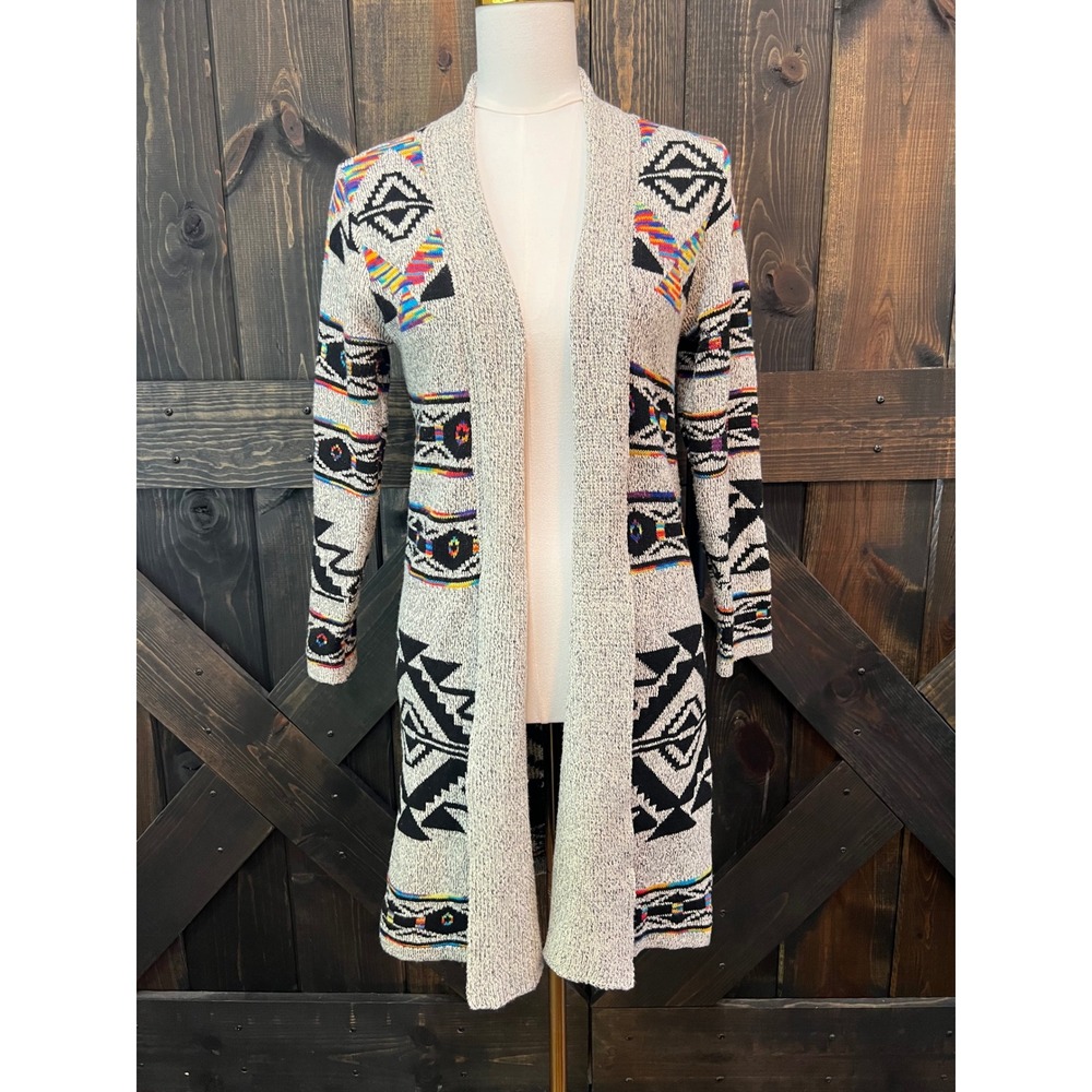 Anthropologie Northern Angel Rainbow Aztec Duster Cardigan S Southwestern Boho